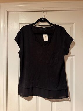 Sanctuary Black Layered V-Neck Short Sleeve Top